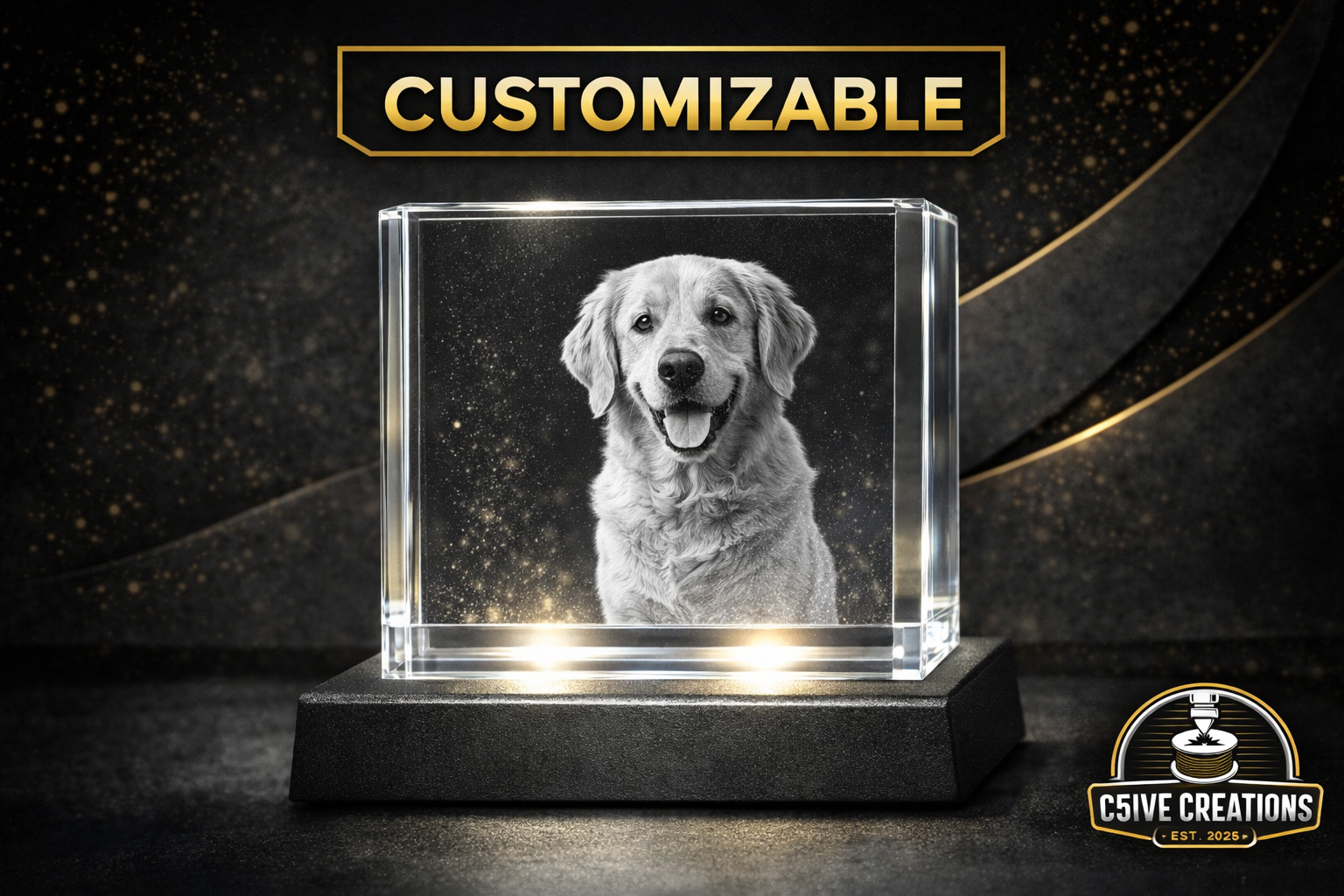 Custom 3D Crystal SQUARE – Personalized Subsurface Engraving