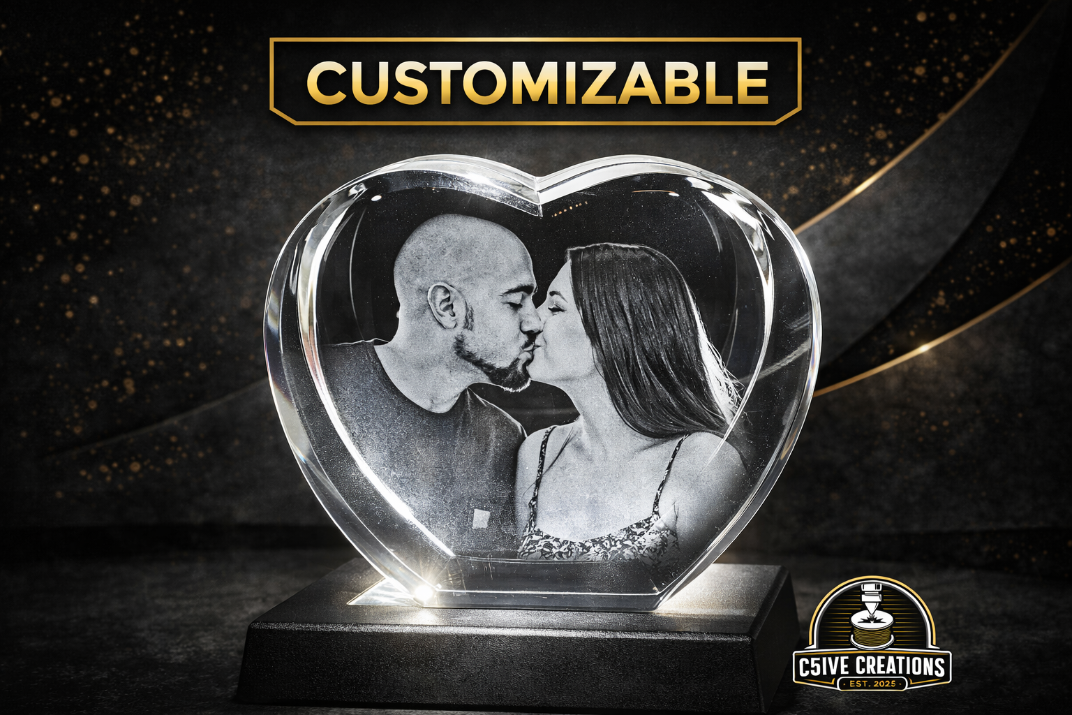 Custom 3D Crystal HEART – Personalized Subsurface Engraving